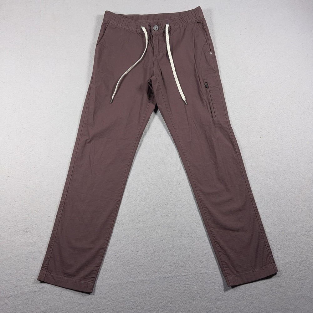 Vuori Ripstop Pants Women Small Burgundy Elastic Waist Zip 5 Pocket Hiking
